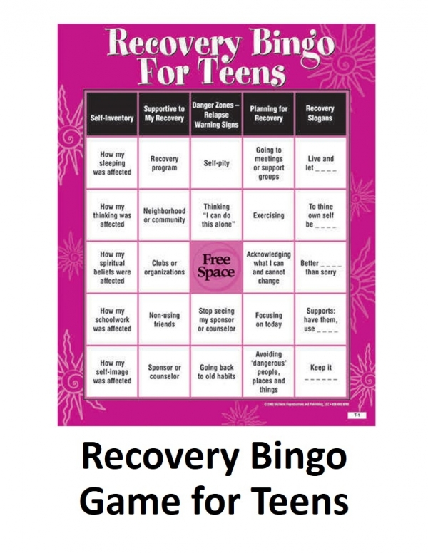 Recovery Bingo Game<br>for Teens